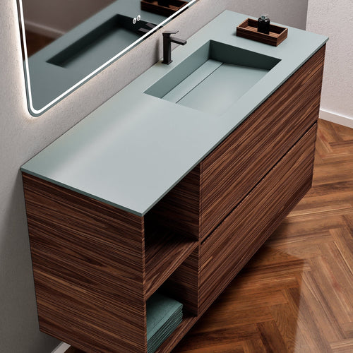 Aurora Frame – Corian® Basin with 2 Drawers and 2 Side Shelves - ROVALUX