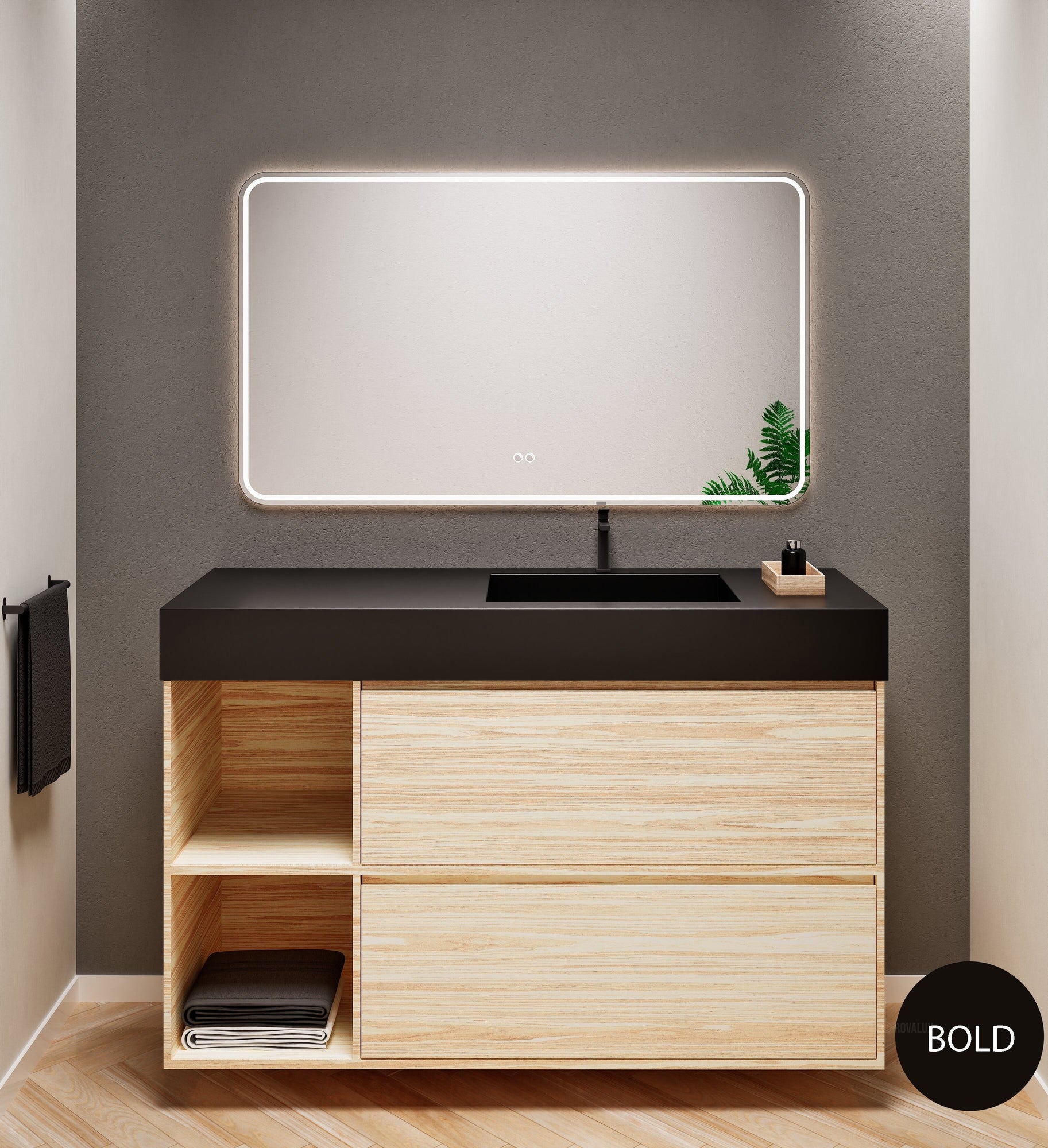 Aurora Frame – Corian® Basin with 2 Drawers and 2 Side Shelves - ROVALUX