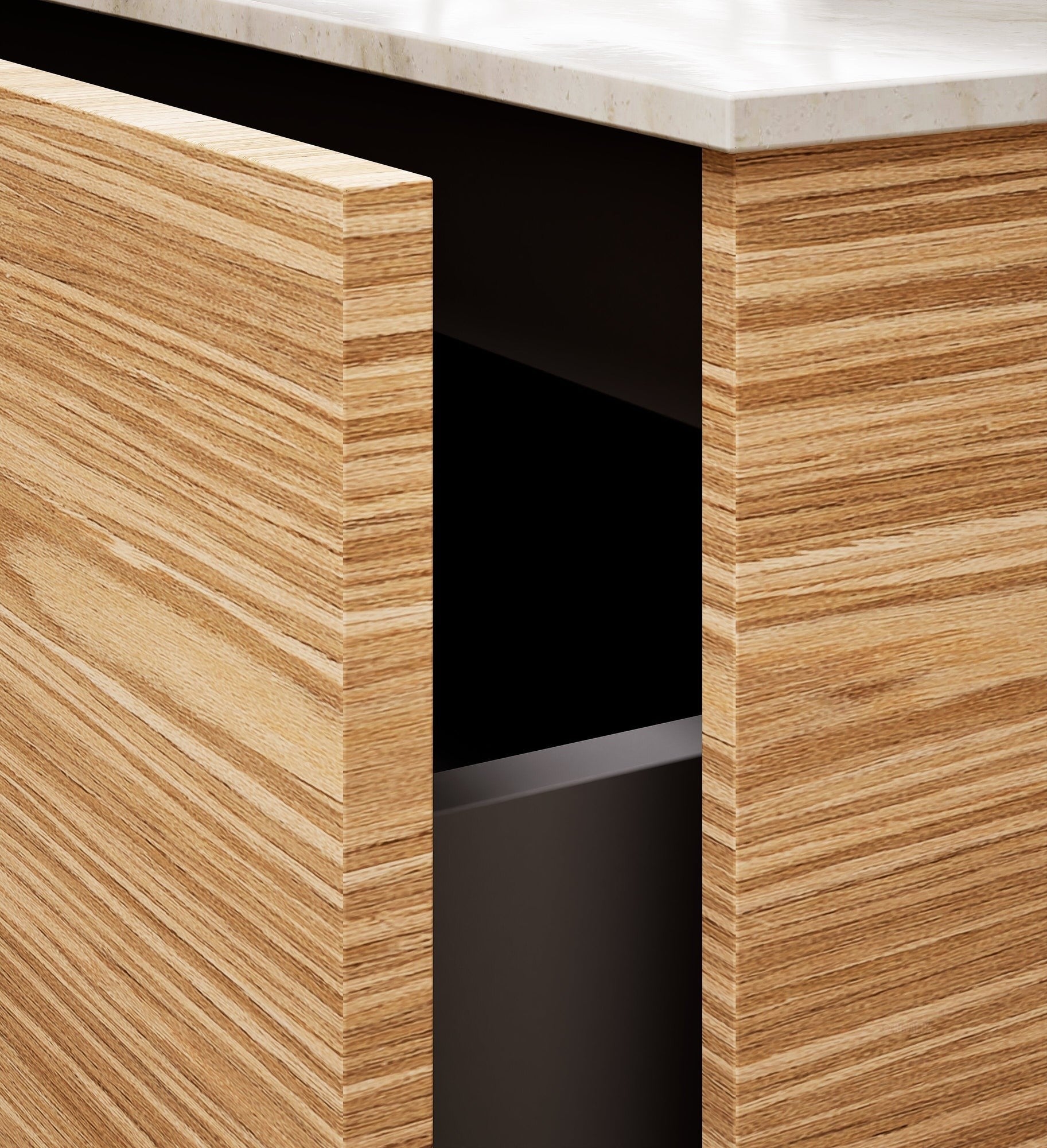 Aurora Frame – Corian® Basin with 2 Drawers and 2 Side Shelves - ROVALUX