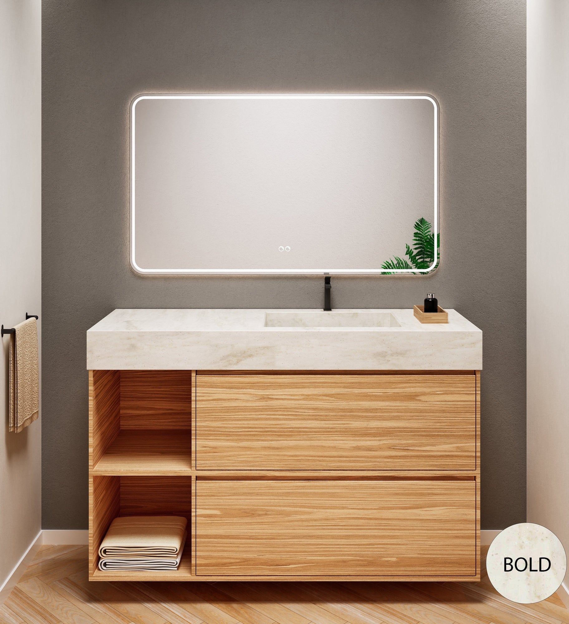 Aurora Frame – Corian® Basin with 2 Drawers and 2 Side Shelves - ROVALUX