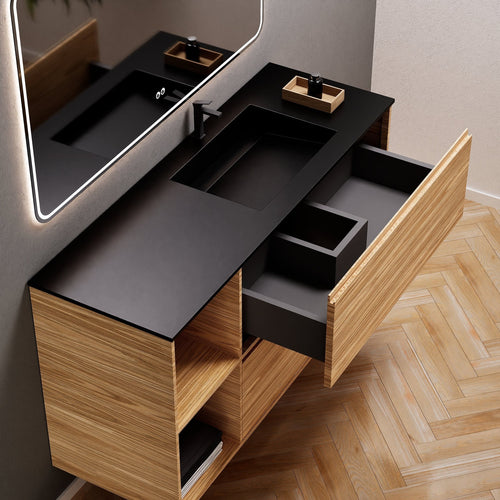 Aurora Frame – Corian® Basin with 2 Drawers and 2 Side Shelves - ROVALUX