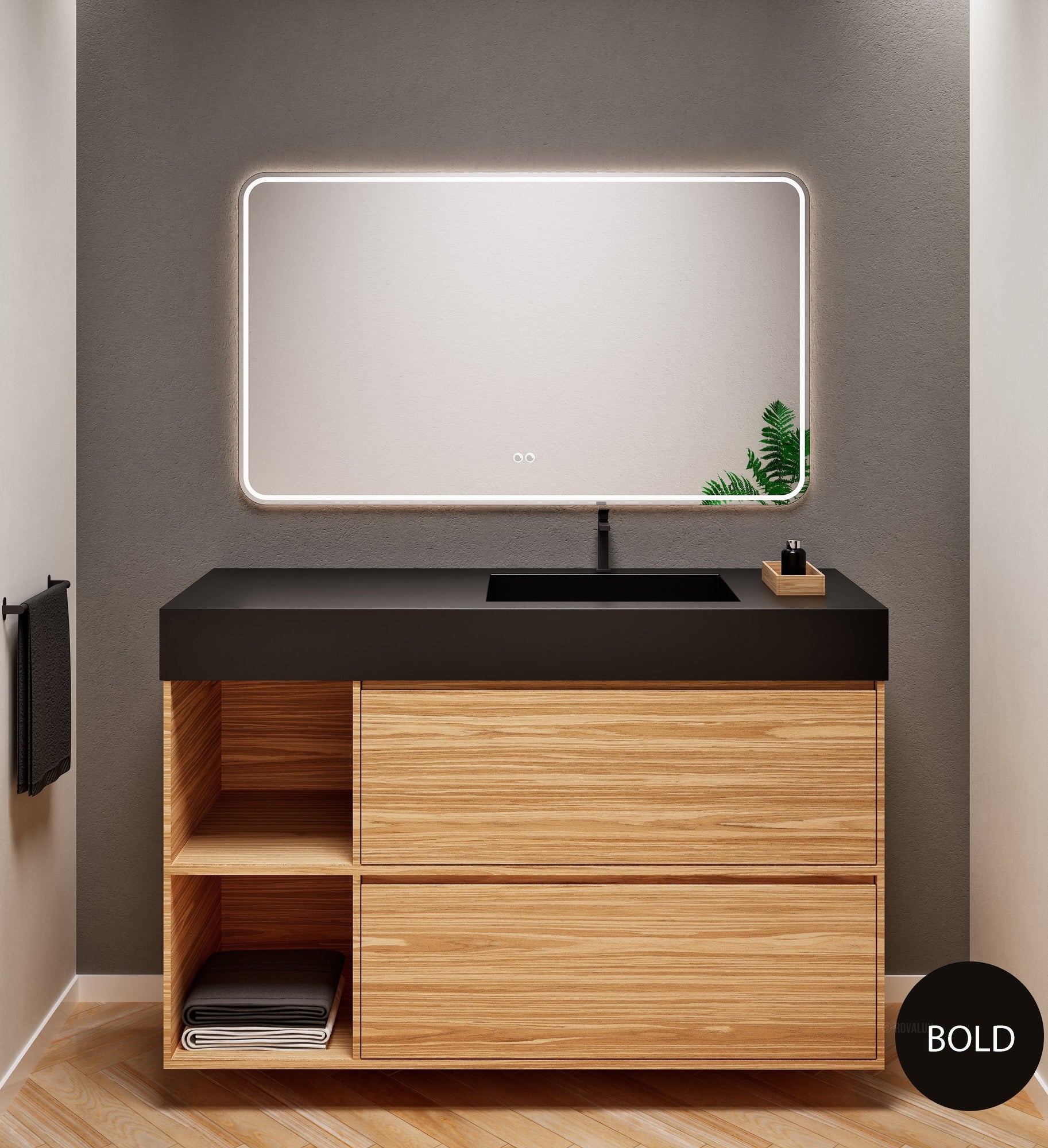 Aurora Frame – Corian® Basin with 2 Drawers and 2 Side Shelves - ROVALUX