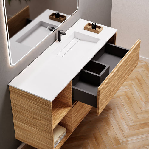 Aurora Frame – Corian® Basin with 2 Drawers and 2 Side Shelves - ROVALUX
