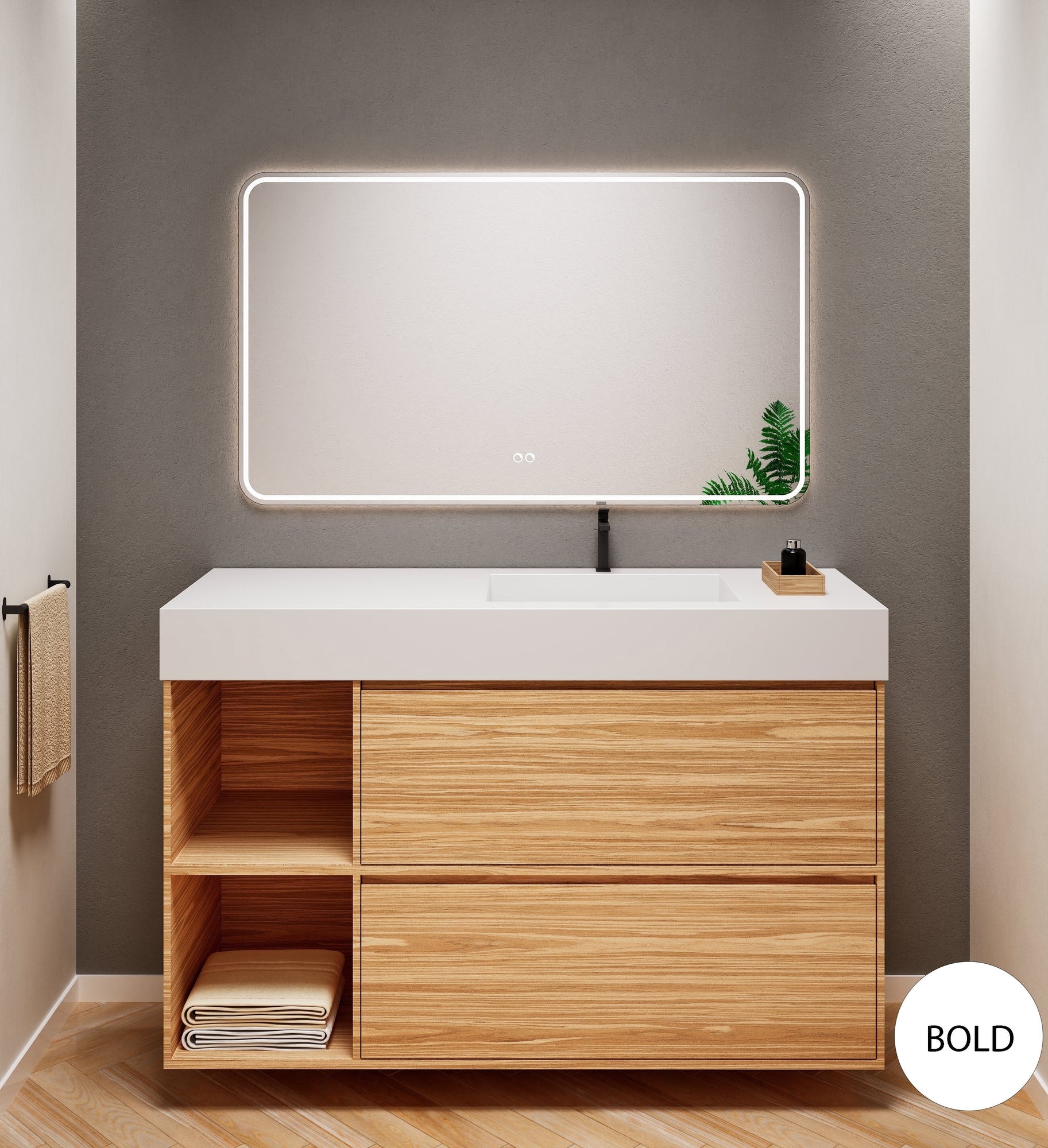 Aurora Frame – Corian® Basin with 2 Drawers and 2 Side Shelves - ROVALUX