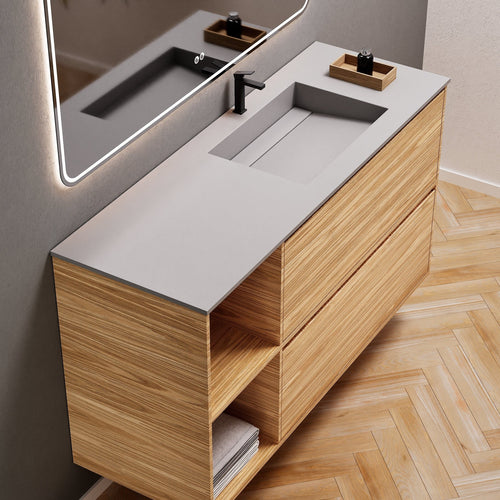Aurora Frame – Corian® Basin with 2 Drawers and 2 Side Shelves - ROVALUX