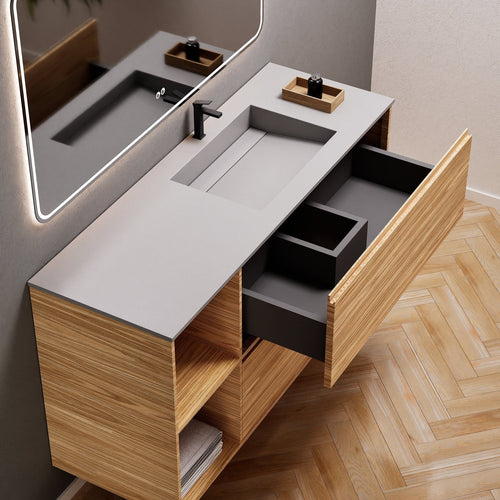 Aurora Frame – Corian® Basin with 2 Drawers and 2 Side Shelves - ROVALUX