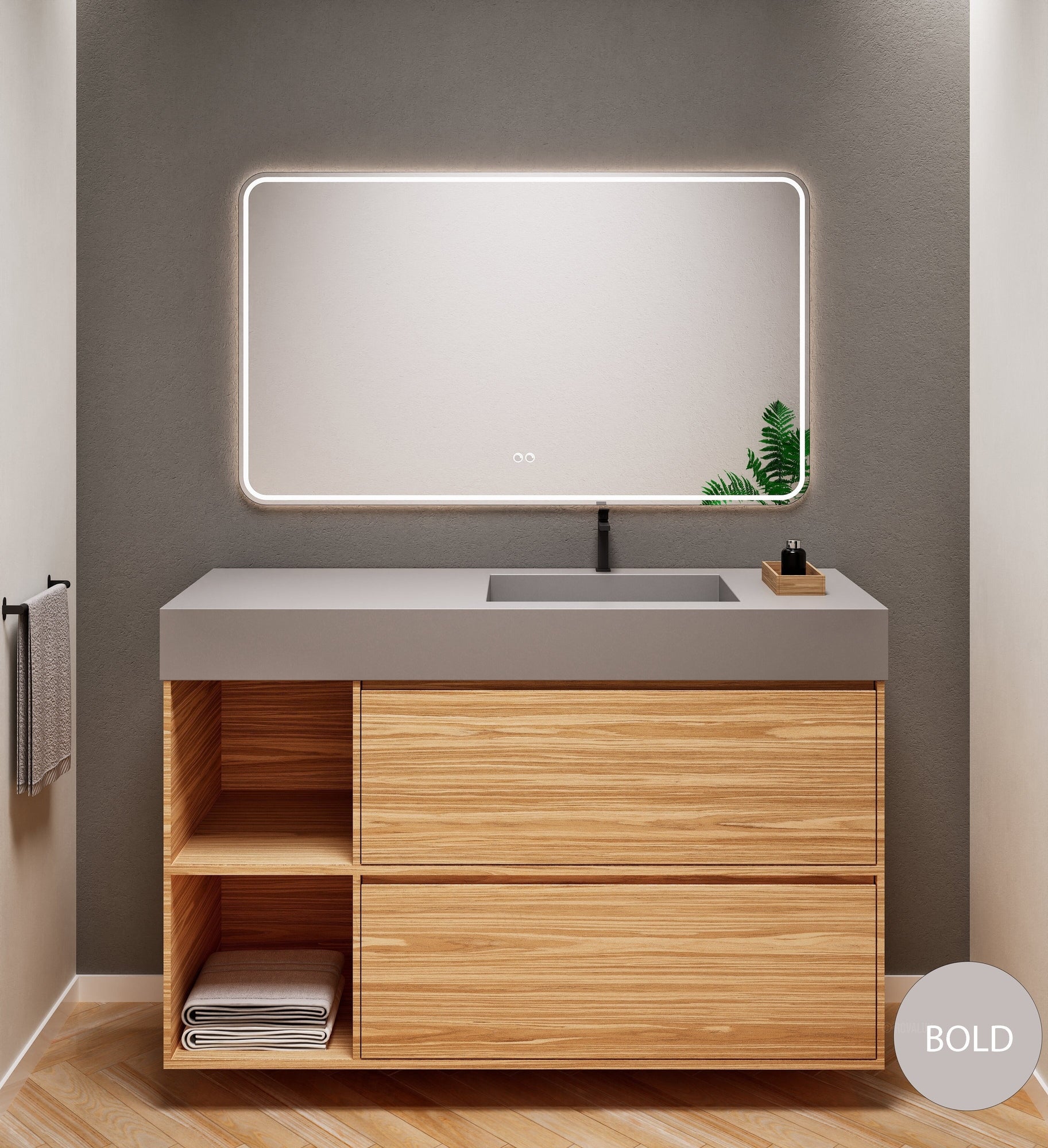 Aurora Frame – Corian® Basin with 2 Drawers and 2 Side Shelves - ROVALUX