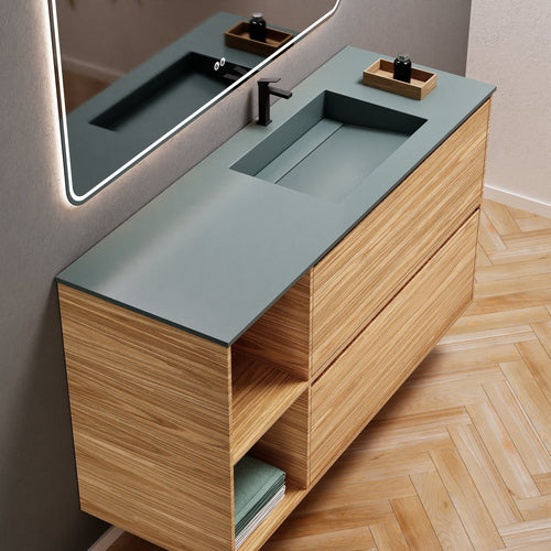 Aurora Frame – Corian® Basin with 2 Drawers and 2 Side Shelves - ROVALUX