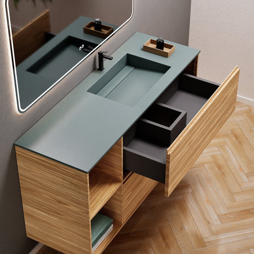 Aurora Frame – Corian® Basin with 2 Drawers and 2 Side Shelves - ROVALUX