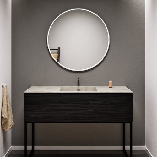 Aurora Single Set with supporting Legs - Corian Basin & Countertop with 1 Drawer Vanity - ROVALUX