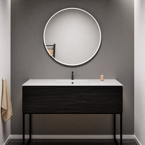 Aurora Single Set with supporting Legs - Corian Basin & Countertop with 1 Drawer Vanity - ROVALUX