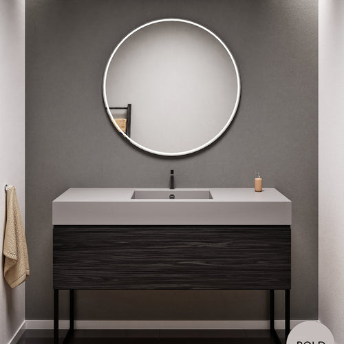 Aurora Single Set with supporting Legs - Corian Basin & Countertop with 1 Drawer Vanity - ROVALUX