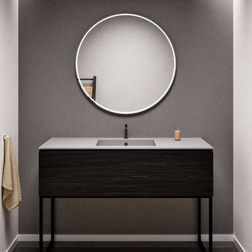 Aurora Single Set with supporting Legs - Corian Basin & Countertop with 1 Drawer Vanity - ROVALUX