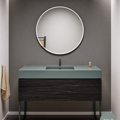 Aurora Single Set with supporting Legs - Corian Basin & Countertop with 1 Drawer Vanity - ROVALUX