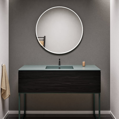Aurora Single Set with supporting Legs - Corian Basin & Countertop with 1 Drawer Vanity - ROVALUX