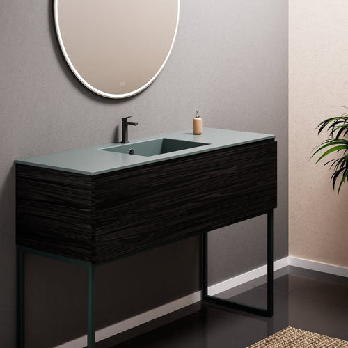 Aurora Single Set with supporting Legs - Corian Basin & Countertop with 1 Drawer Vanity - ROVALUX