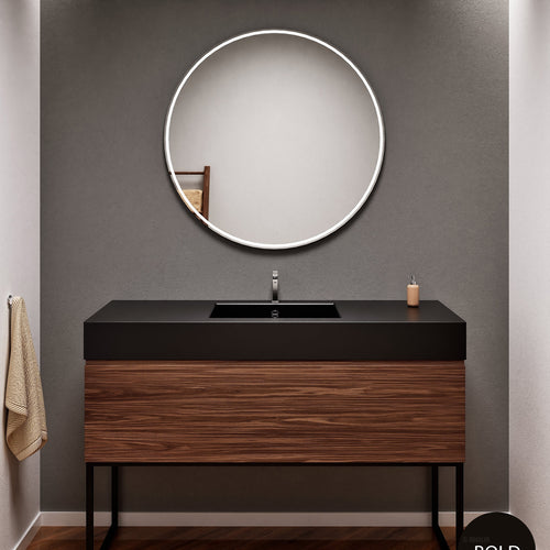 Aurora Single Set with supporting Legs - Corian Basin & Countertop with 1 Drawer Vanity - ROVALUX