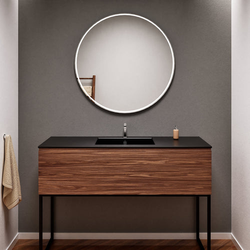 Aurora Single Set with supporting Legs - Corian Basin & Countertop with 1 Drawer Vanity - ROVALUX