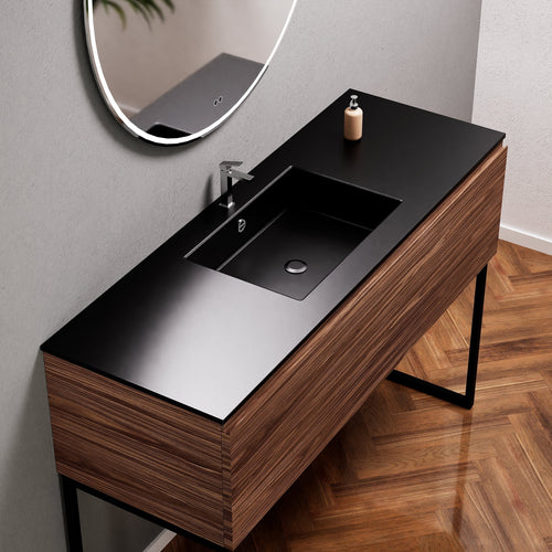 Aurora Single Set with supporting Legs - Corian Basin & Countertop with 1 Drawer Vanity - ROVALUX