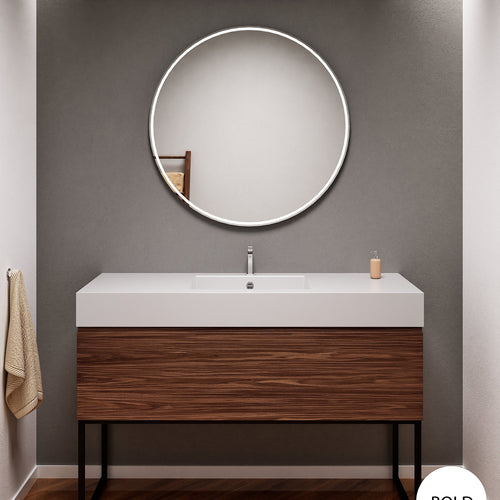 Aurora Single Set with supporting Legs - Corian Basin & Countertop with 1 Drawer Vanity - ROVALUX