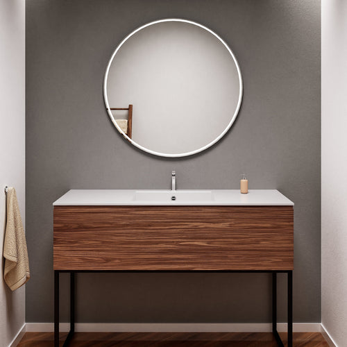 Aurora Single Set with supporting Legs - Corian Basin & Countertop with 1 Drawer Vanity - ROVALUX