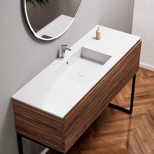 Aurora Single Set with supporting Legs - Corian Basin & Countertop with 1 Drawer Vanity - ROVALUX