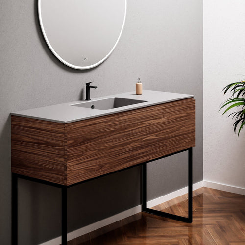 Aurora Single Set with supporting Legs - Corian Basin & Countertop with 1 Drawer Vanity - ROVALUX