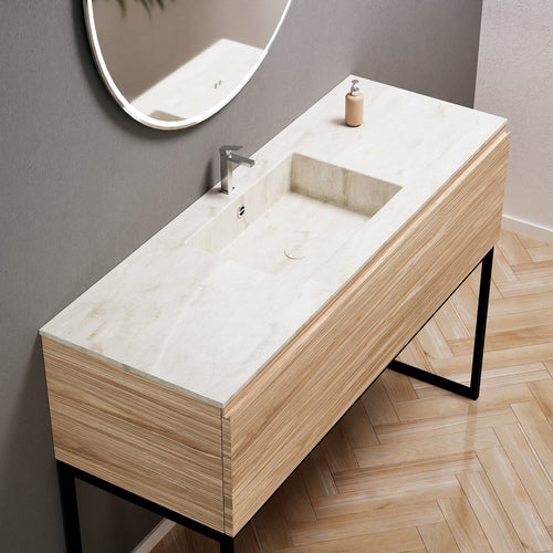 Aurora Single Set with supporting Legs - Corian Basin & Countertop with 1 Drawer Vanity - ROVALUX