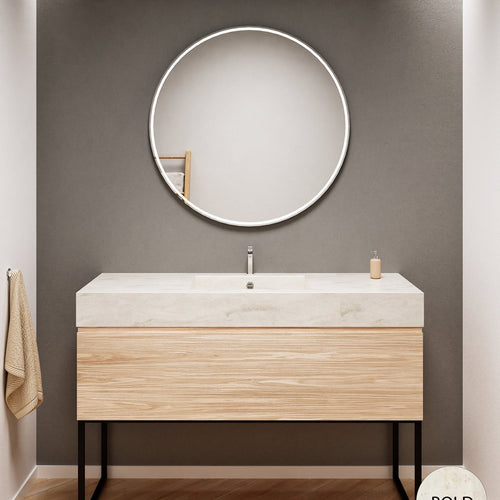 Aurora – Corian® Countertop & Basin with 1-Drawer and Floor-Standing Vanity - ROVALUX
