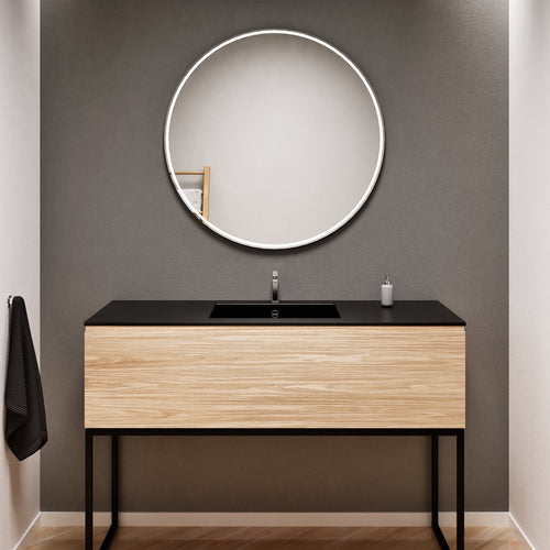 Aurora Single Set with supporting Legs - Corian Basin & Countertop with 1 Drawer Vanity - ROVALUX