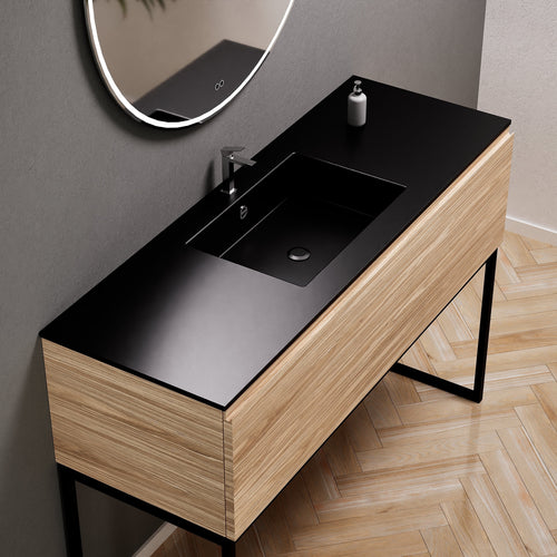 Aurora Single Set with supporting Legs - Corian Basin & Countertop with 1 Drawer Vanity - ROVALUX