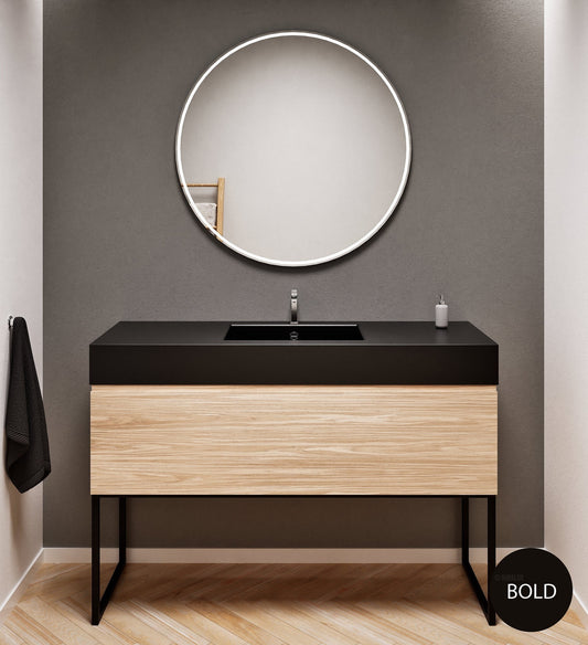 Aurora – Corian® Countertop & Basin with 1-Drawer and Floor-Standing Vanity - ROVALUX