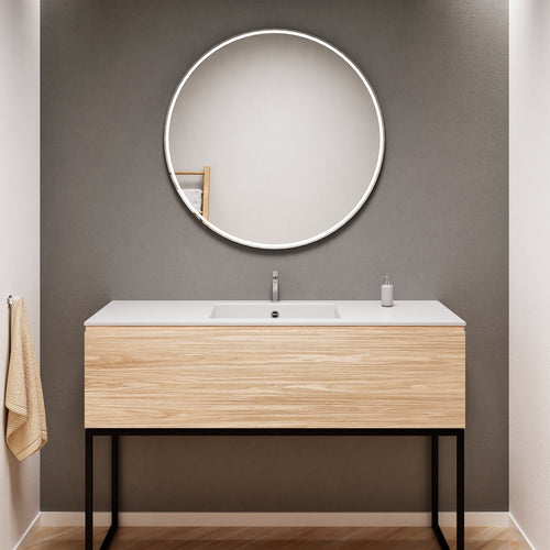 Aurora Single Set with supporting Legs - Corian Basin & Countertop with 1 Drawer Vanity - ROVALUX