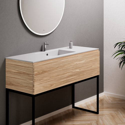 Aurora Single Set with supporting Legs - Corian Basin & Countertop with 1 Drawer Vanity - ROVALUX