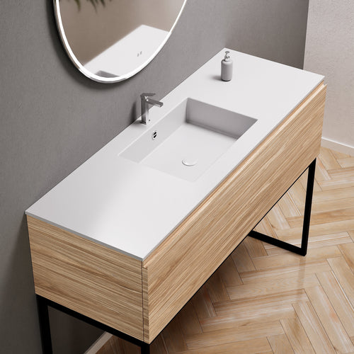 Aurora Single Set with supporting Legs - Corian Basin & Countertop with 1 Drawer Vanity - ROVALUX