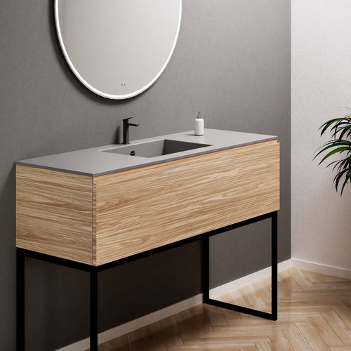 Aurora Single Set with supporting Legs - Corian Basin & Countertop with 1 Drawer Vanity - ROVALUX
