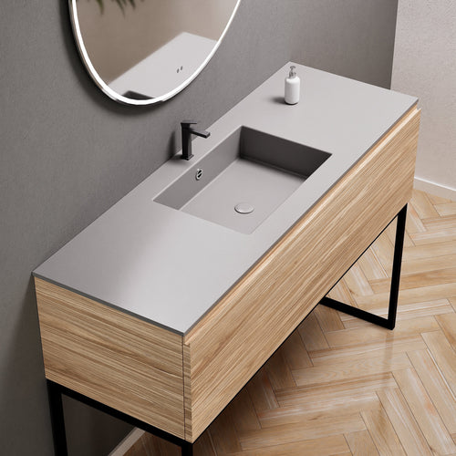 Aurora Single Set with supporting Legs - Corian Basin & Countertop with 1 Drawer Vanity - ROVALUX
