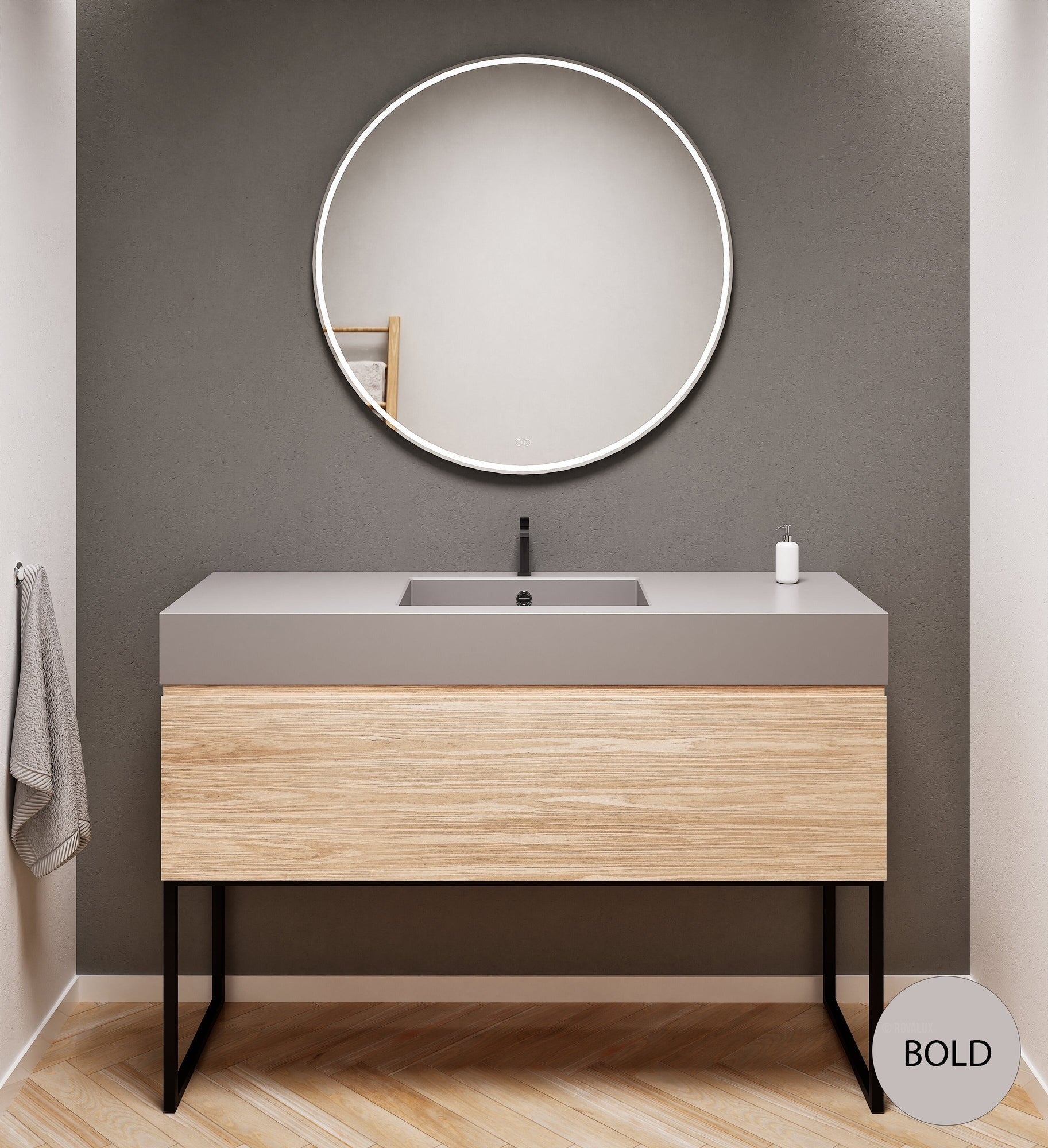 Aurora – Corian® Countertop & Basin with 1-Drawer and Floor-Standing Vanity - ROVALUX