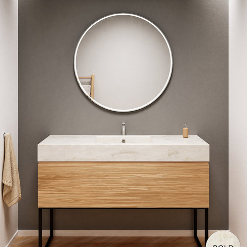 Aurora – Corian® Countertop & Basin with 1-Drawer and Floor-Standing Vanity - ROVALUX