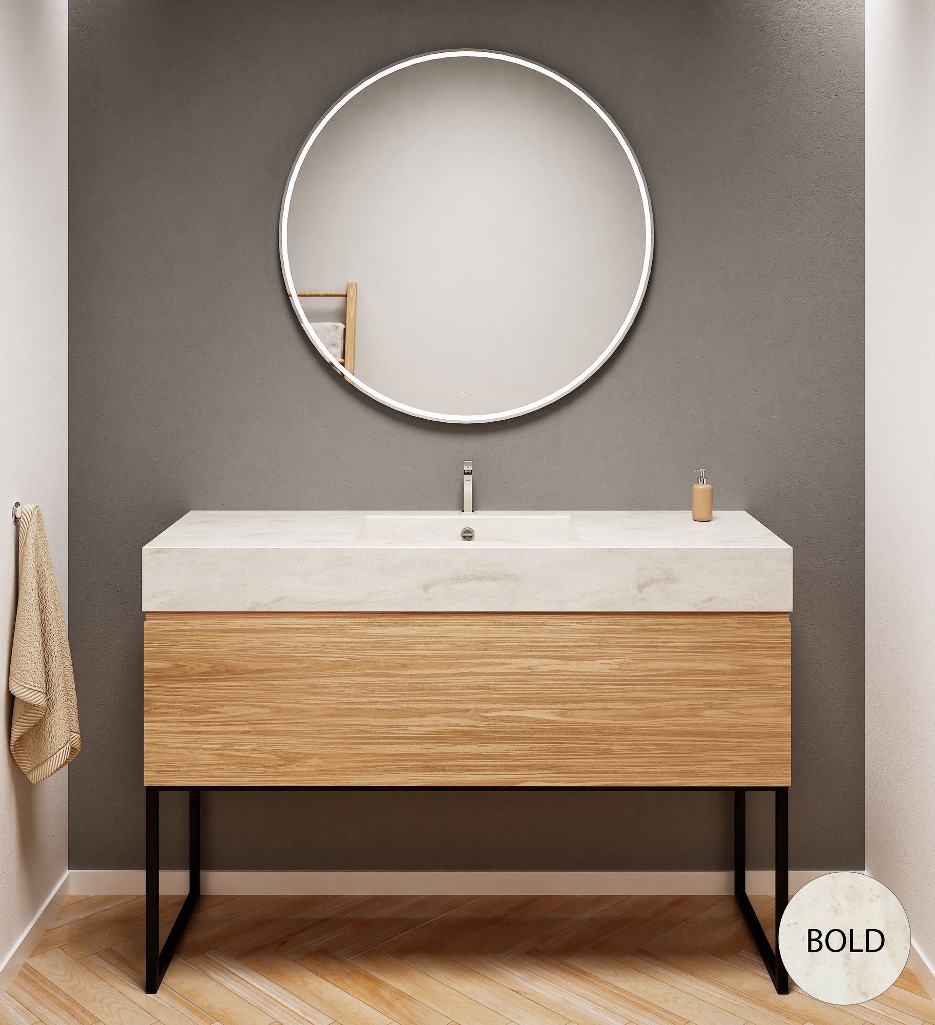 Aurora – Corian® Countertop & Basin with 1-Drawer and Floor-Standing Vanity - ROVALUX