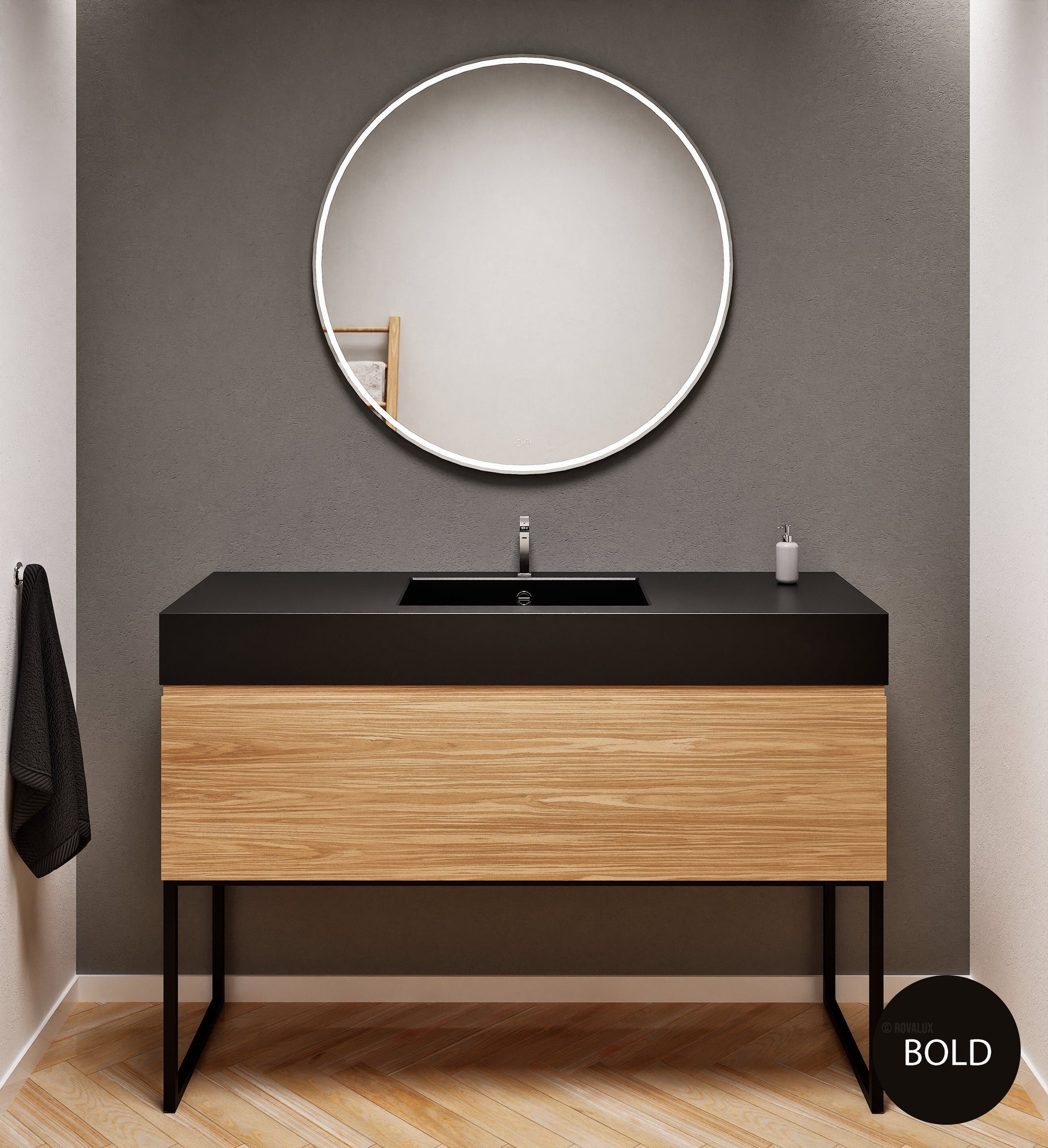 Aurora – Corian® Countertop & Basin with 1-Drawer and Floor-Standing Vanity - ROVALUX