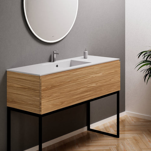 Aurora Single Set with supporting Legs - Corian Basin & Countertop with 1 Drawer Vanity - ROVALUX