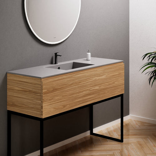 Aurora Single Set with supporting Legs - Corian Basin & Countertop with 1 Drawer Vanity - ROVALUX