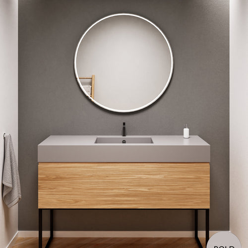 Aurora – Corian® Countertop & Basin with 1-Drawer and Floor-Standing Vanity - ROVALUX