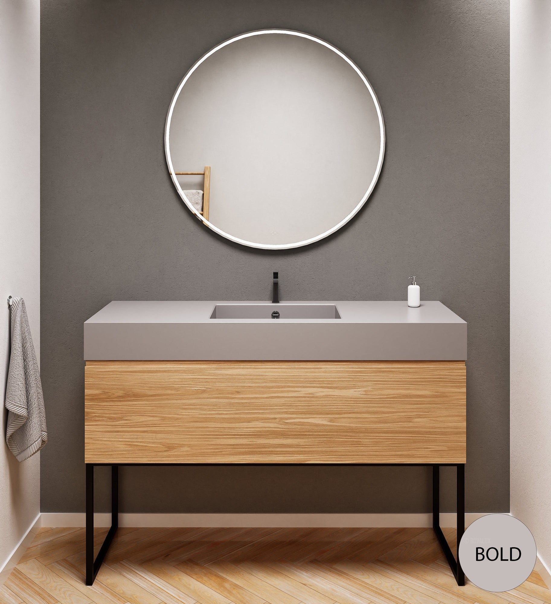 Aurora – Corian® Countertop & Basin with 1-Drawer and Floor-Standing Vanity - ROVALUX