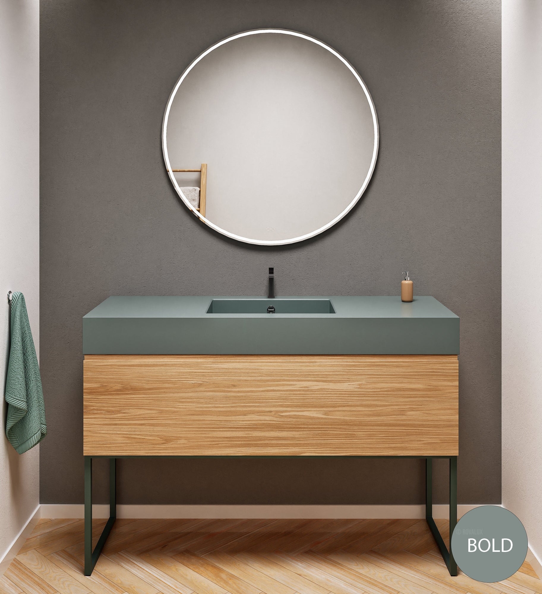 Aurora – Corian® Countertop & Basin with 1-Drawer and Floor-Standing Vanity - ROVALUX