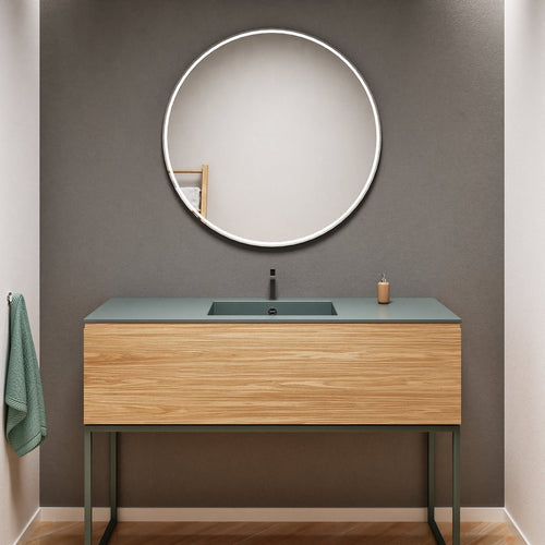 Aurora Single Set with supporting Legs - Corian Basin & Countertop with 1 Drawer Vanity - ROVALUX