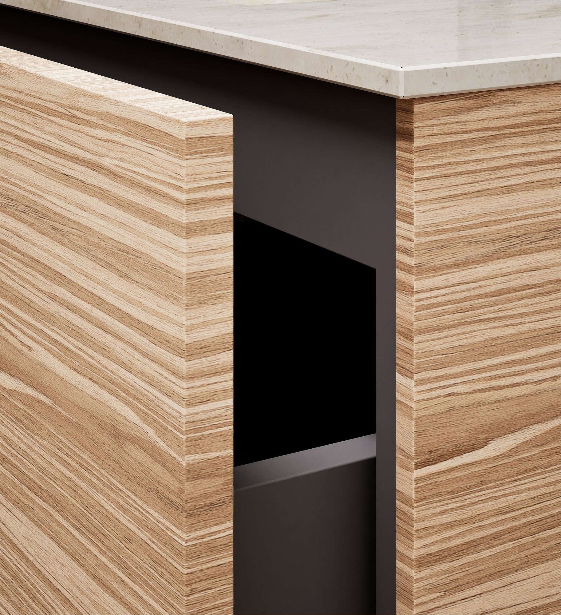 Aurora Single Set with Supporting Legs – Corian Basin & Countertop with 1 Drawer Vanity & Bottom Shelf - ROVALUX