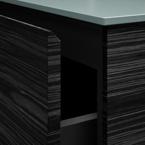 Aurora Single Set with Supporting Legs – Corian Basi & Countertop with 1 Drawer Vanity & Side Shelf - ROVALUX