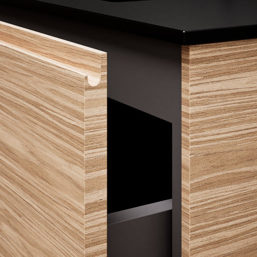 Aurora Single Set with Supporting Legs – Corian Basi & Countertop with 1 Drawer Vanity & Side Shelf - ROVALUX